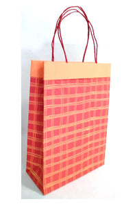 Block Print Red Lattice Gift Bags Large, Set of 2, 14x10