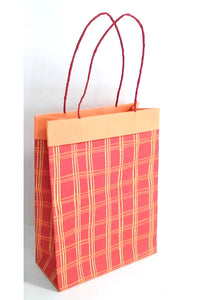 Block Print Red Lattice Medium Handmade Paper Gift Bags Online