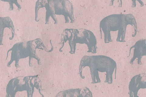 Slate on Pink Elephants Printed Handmade Paper Online