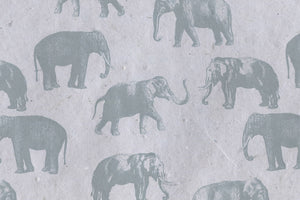 Elephants Slate on Lt Blue Handmade Paper | Rickshaw Recycle