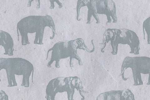 Slate on Blue Elephants Printed Handmade Paper Online