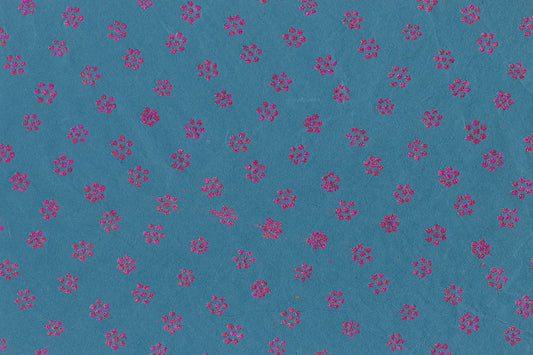 Magenta On Blue Stars Printed Handmade Paper Online