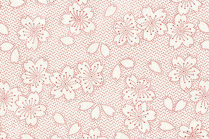 Picotage: Red Blossom on Warm White Handmade Paper ~100gsm Set of 5 50X70cm each
