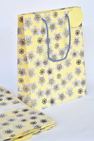  Lilac Blossoms on Yellow Large Handmade Paper Gift Bag Online