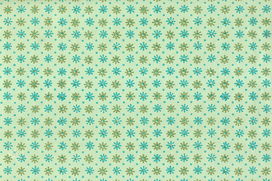Teal & Moss On Light Green French Flower Printed Handmade Paper Online