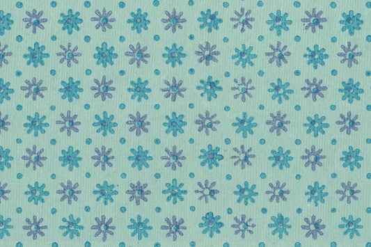 Teal & Denim on Ether Blue French Flower Printed Handmade Paper Online
