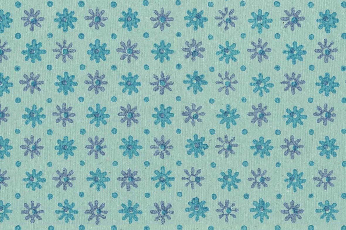 French Flower: Teal & Denim on Ether Blue Handmade Paper ~100gsm Set of 5 50X70cm each