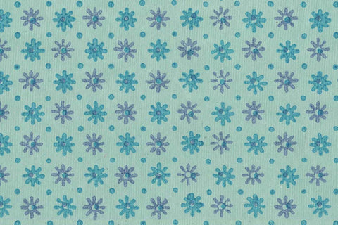 French Flower: Teal & Denim on Ether Blue Handmade Paper ~100gsm Set of 5 50X70cm each
