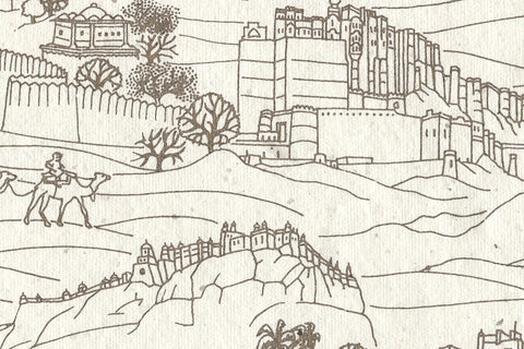 Forts Print Brown Gold on Ivory Handmade Paper | Rickshaw Recycle