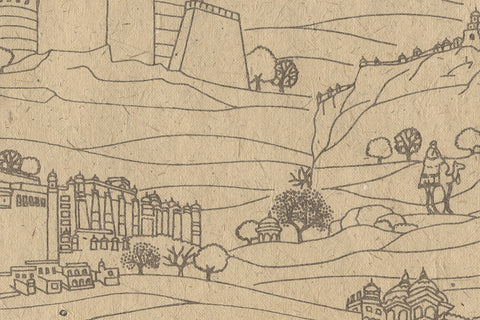 Forts Print Brown Gold on Sand Handmade Paper | Rickshaw Recycle