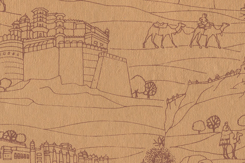 Rajasthan Forts Rust on Ochre Handmade Paper | Rickshaw Recycle