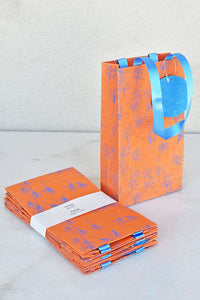 Block Print Orange Small Handmade Paper Gift Bags Online