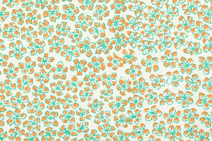 Miniature Flowers: Orange & Green on White Handmade Paper ~100gsm Set of 5 50X70cm each