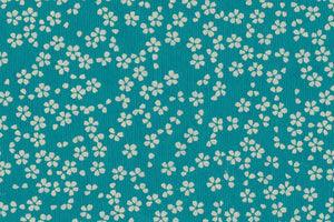 White on Deep Peacock Blue Scattered Blossoms Printed Handmade Paper Online