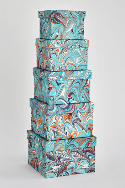Festive Giving: Square Gift Boxes Marbling Prints