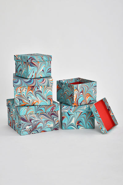 Festive Giving: Square Gift Boxes Marbling Prints
