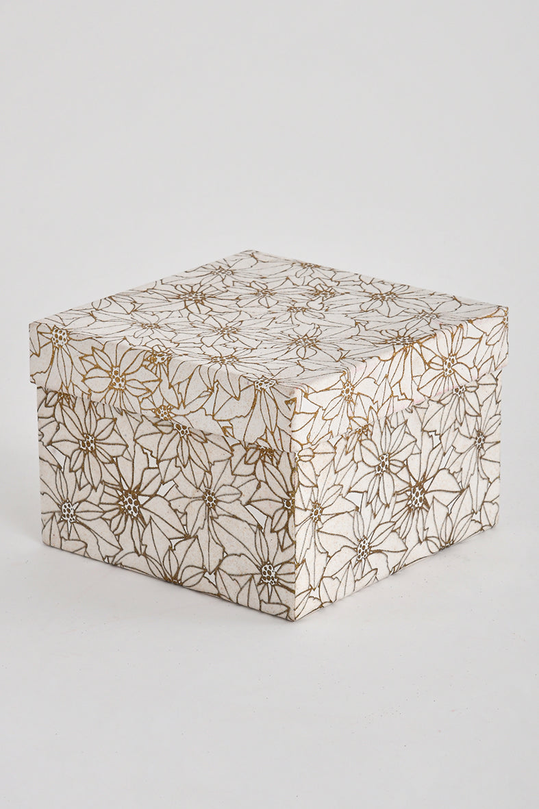 Poinsettia Handmade Paper Square Gift Box Online