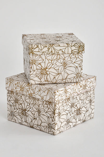 Poinsettia Handmade Paper Square Gift Box Online