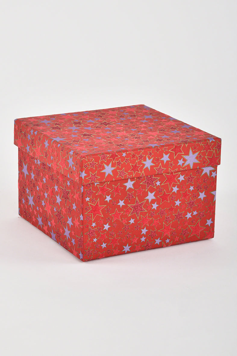 Stars Handmade Paper Square Gift Box Online