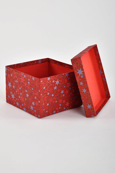 Festive Giving: Square Gift Boxes Stars Prints