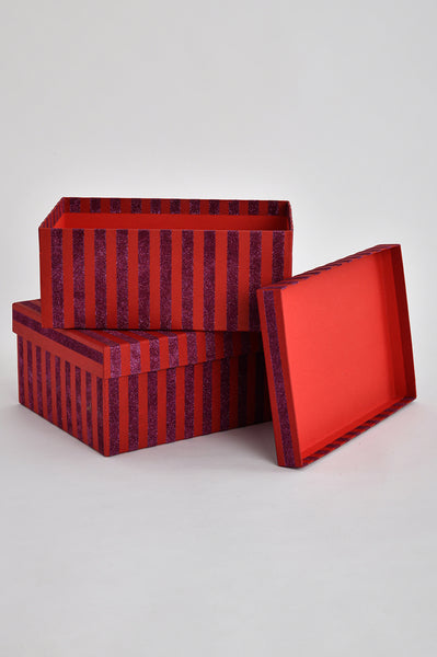 Stripes Handmade Paper Rectangular Gift Box Online