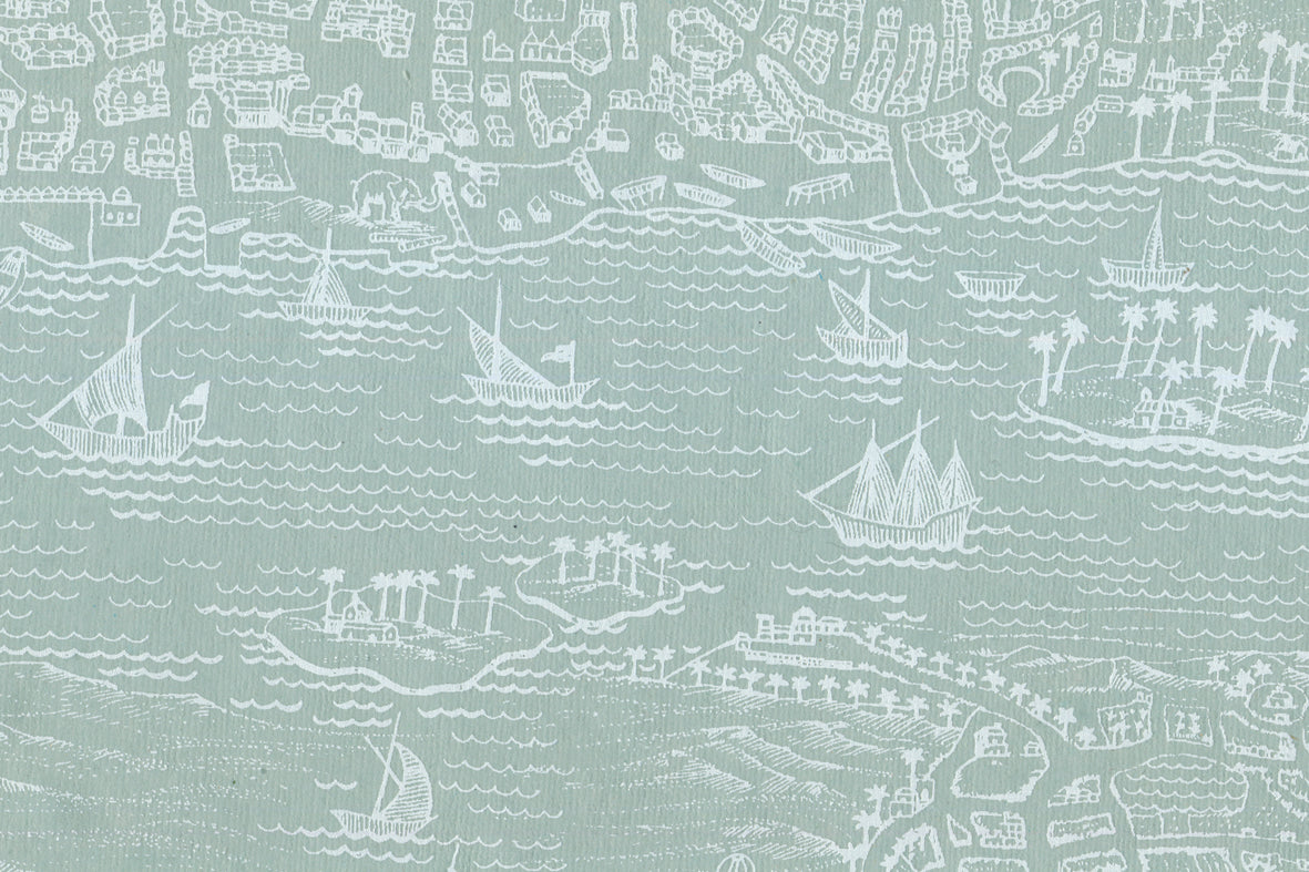 White On Blue Old Goa Maps Printed Handmade Paper Online
