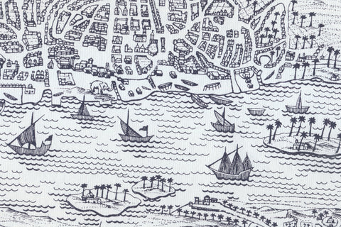 Old Goa Maps Navy on White Handmade Paper | Rickshaw Recycle