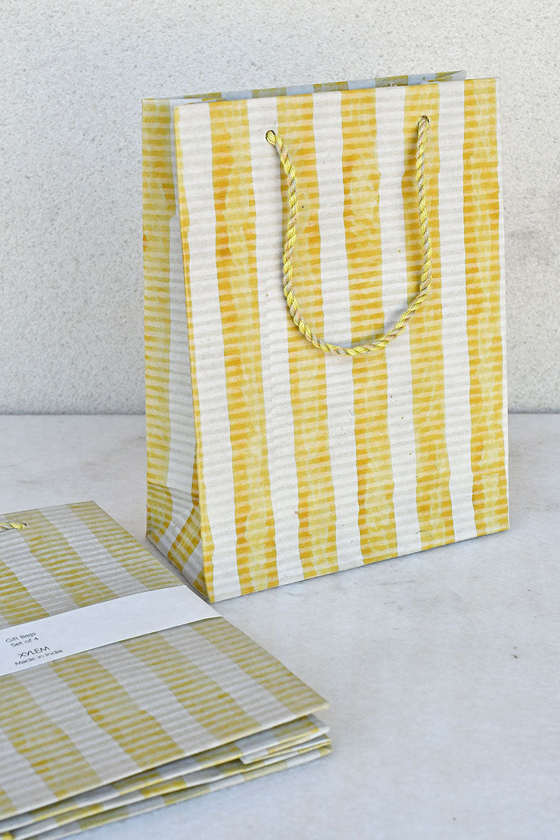 Block Print White Gift Bags Medium