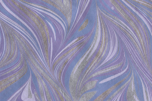 Marbling Gold Silver Blue & Purple Curvy Waves Texture Handmade Paper Online