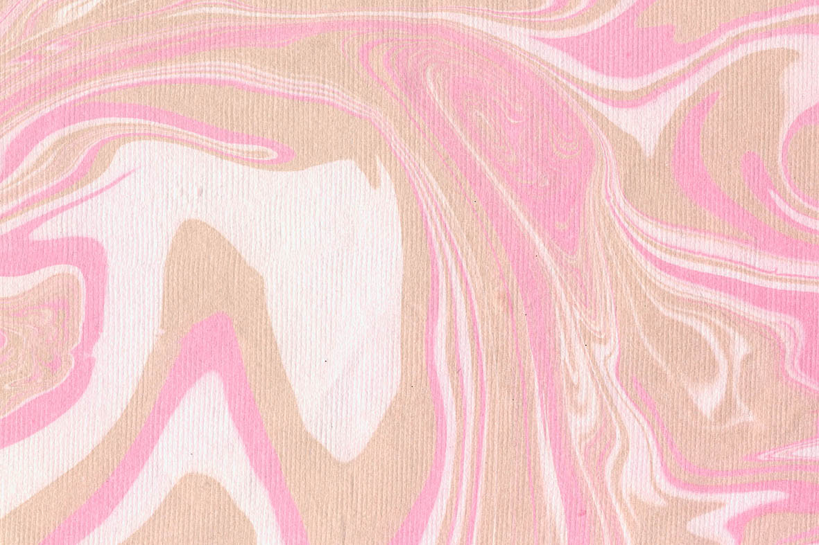 Marbling Gold & Magenta Craters on White Handmade Paper