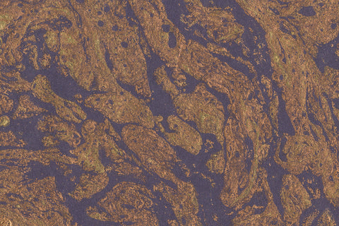 Marbling Copper & Gold Grain Allover on Aubergine Handmade Paper
