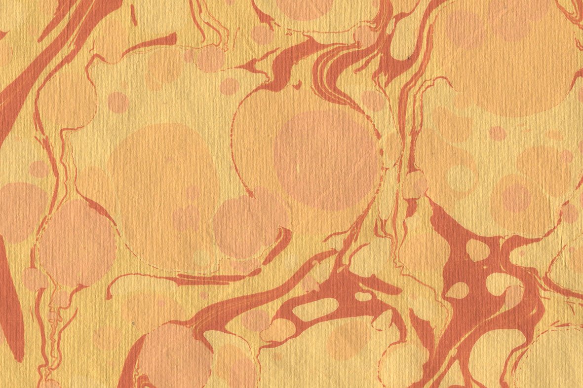 Marbling Red & Marigold Pebbles Texture Yellow Handmade Paper Online