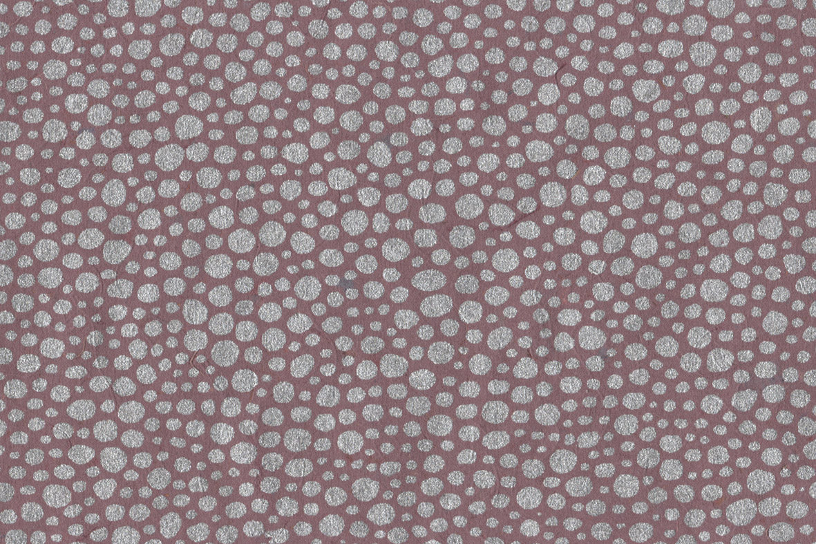 Silver on Bordeaux Red Dot Texture Printed Handmade Paper Online
