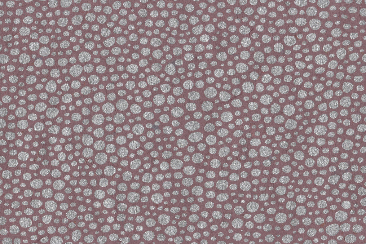 Dot Texture Silver on Bordeaux Handmade Paper | Rickshaw Recycle
