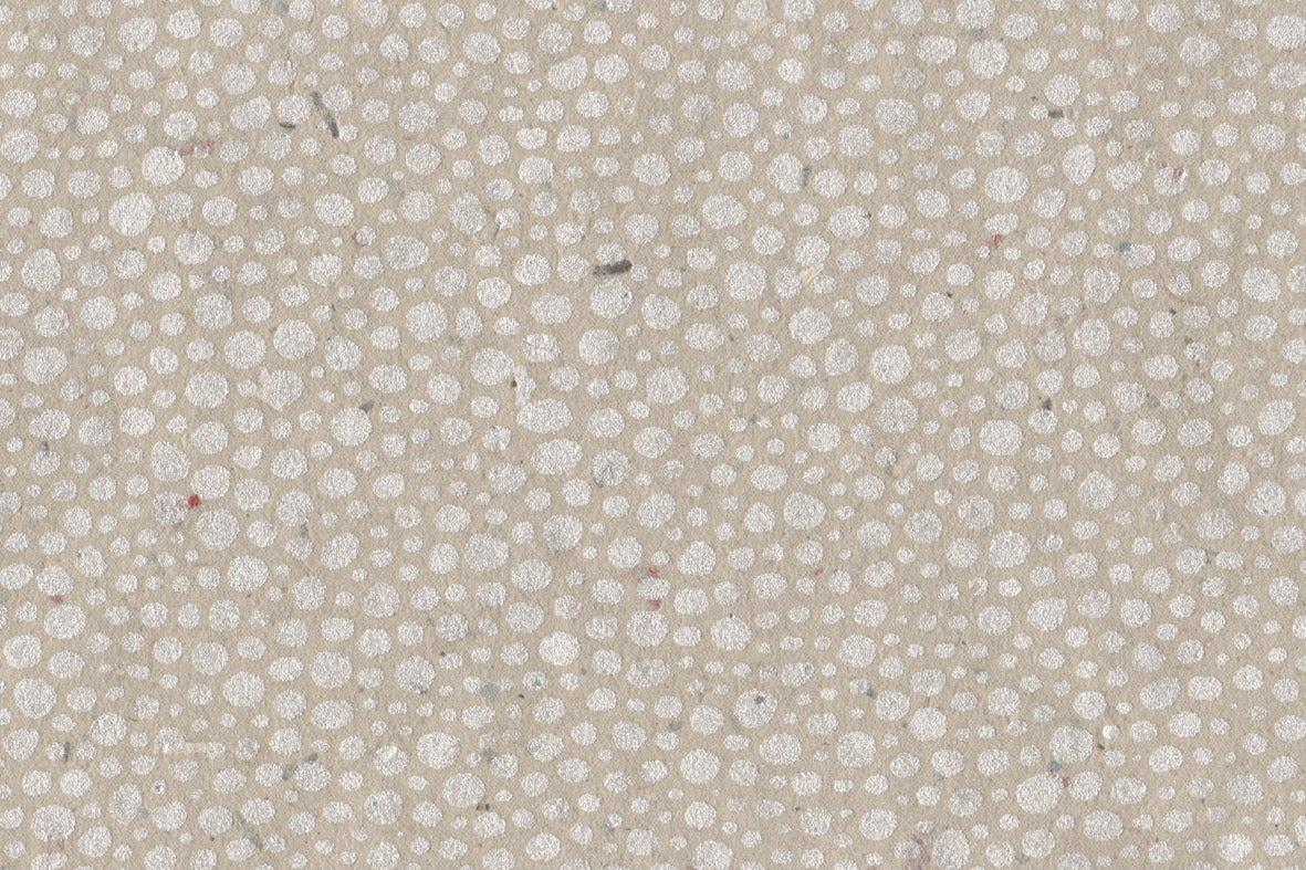 Dot Texture Pearl on Gray Beige Handmade Paper | Rickshaw Recycle