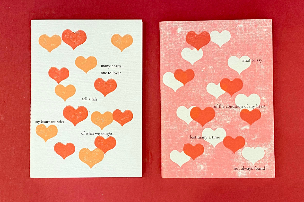 Notebook Heart pair A6 letterpress (Love Shairi)