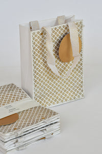 Gold Art Deco White Small Handmade Paper Gift Bag Online Rickshaw Recycle