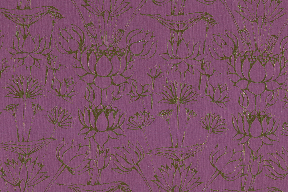 Lotus: Gold on Magenta Handmade Paper | Rickshaw Recycle