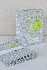 Lace Print Stone Grey Handmade Paper Medium Gift Bags Online