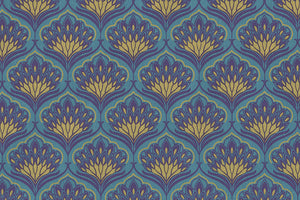 Flower Grid: Yellow & Navy on Dark Ocean Handmade Paper