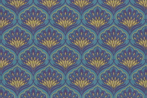Flower Grid: Yellow & Navy on Dark Ocean Handmade Paper