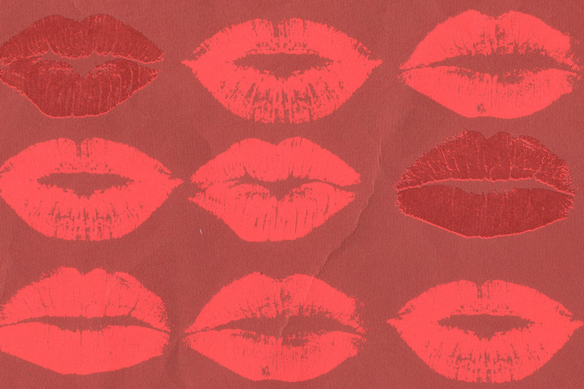 Kisses: Red & Dark Red on Red Handmade Paper | Rickshaw Recycle