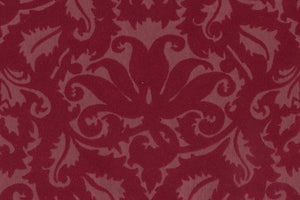 Damask: Rose Flock on Prune Red Handmade Paper | Rickshaw Recycle