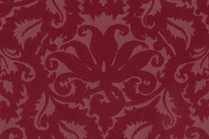 Rose Flock on Prune Red Damask Printed Handmade Paper Online