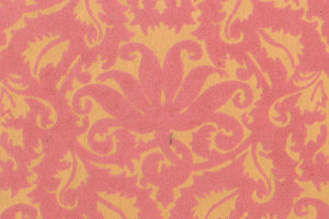 Pink Flock on Yellow Ochre Damask Printed Handmade Paper Online