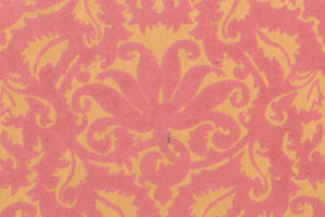 Damask: Pink Flock on Ochre Handmade Paper | Rickshaw Recycle