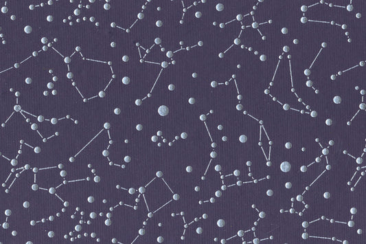 Silver on Aubergine Constellations Printed Handmade Paper Online