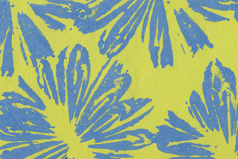 Potli Flower: French Blue on Lime Green Handmade Paper