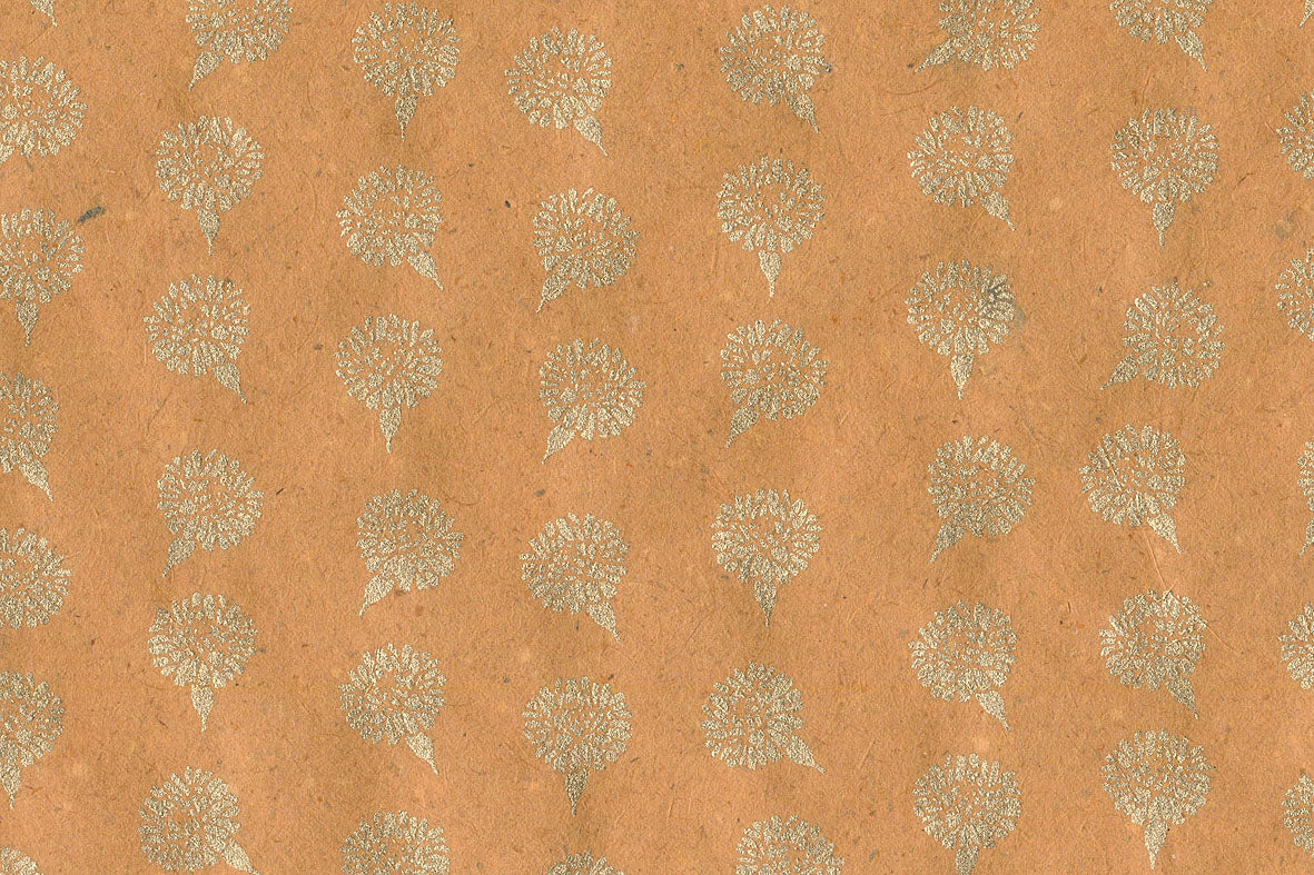 Gold on Autumn Gold Marigold Strings Printed Handmade Paper Online
