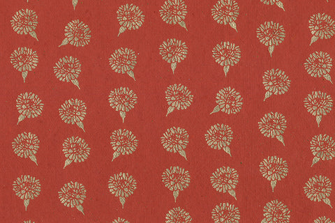 Marigold Strings Gold on Red Handmade Paper | Rickshaw Recycle